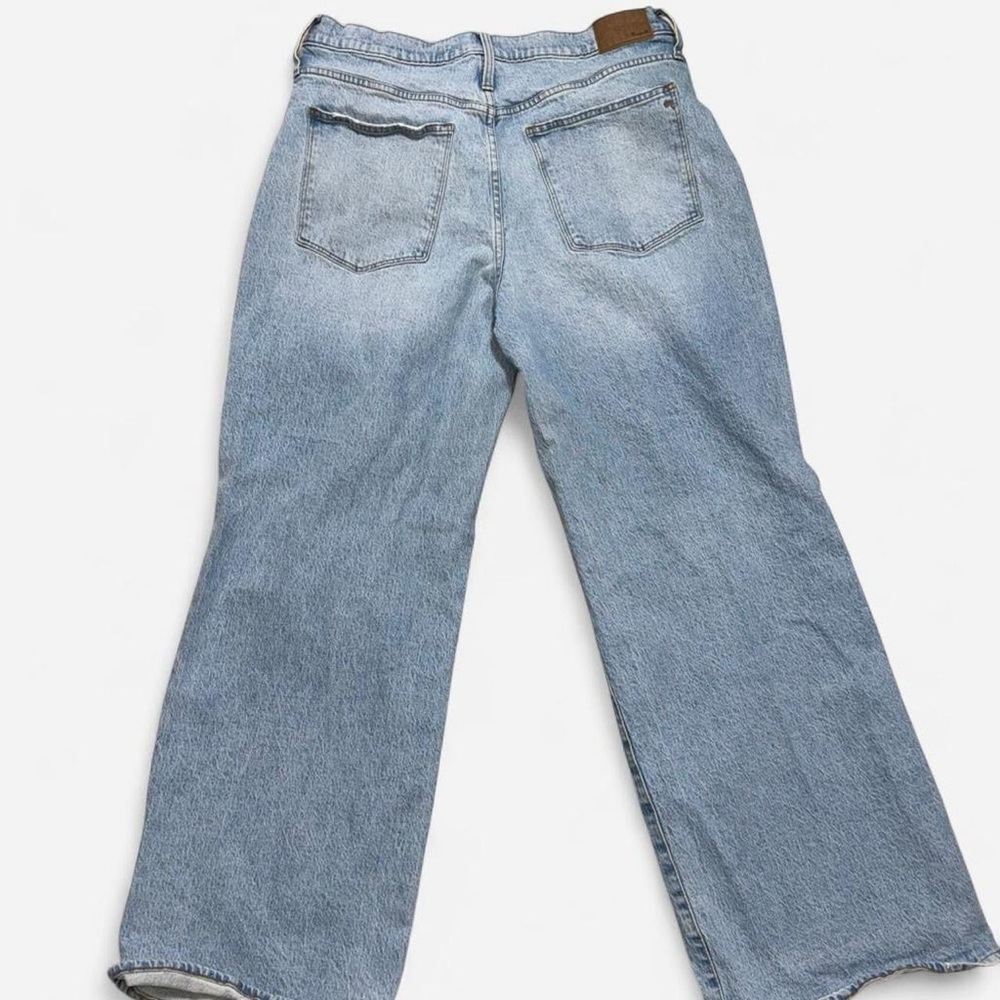 Madewell Y2K Distressed Wide Leg Jeans Size 33 Light Wash - Picture 6 of 7